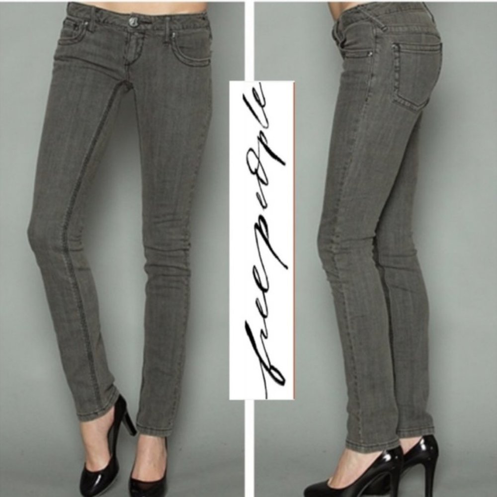 FREE PEOPLE Gray Skinny Jeans Sz 27
